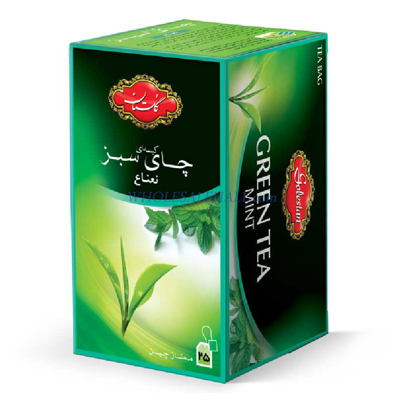 خرید عمده تي بگ چاي سبز و نعناع 25 عددي (En) گلستان