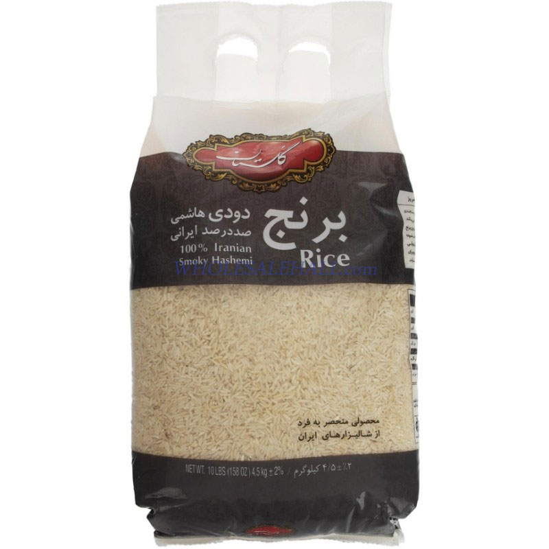 خرید عمده برنج ايراني دودي 4.5 كيلويي گلستان
