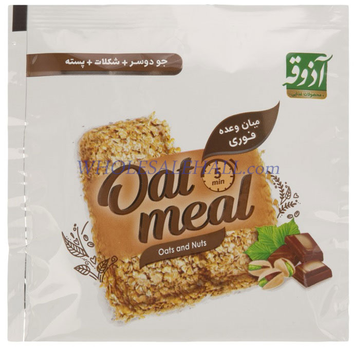 Double oatmeal snack with cocoa powder and food chocolate slices (6 pcs per carton)