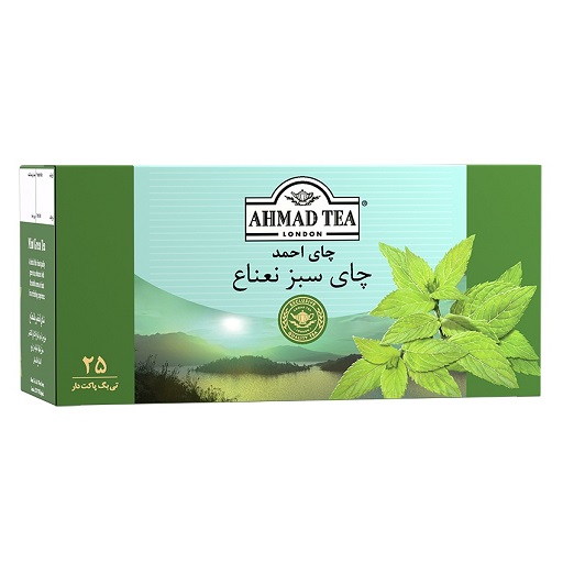 چاي کیسه اي سبز نعناع 25 عددی لفافدار احمد
