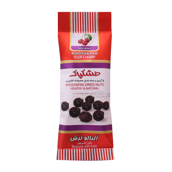 wholesale 65 grams sour cherry with metallic cellophane package from khoshkpak brand