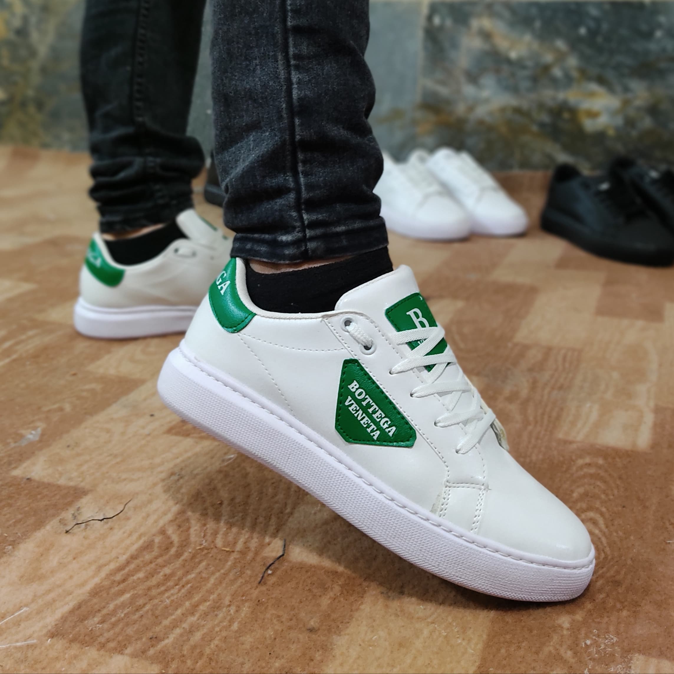 کفش ونس مردانه،کپی طرح ونس بوتیگا رنگ سفید سبز