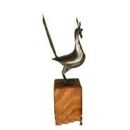 تندیس طاووس ساده با پایه چوبی مجتمع هنری سلام