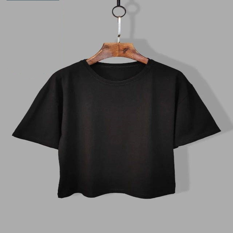 Simple black crop of super yarn and cotton suitable for size 38 to 44 Basic minimal designs