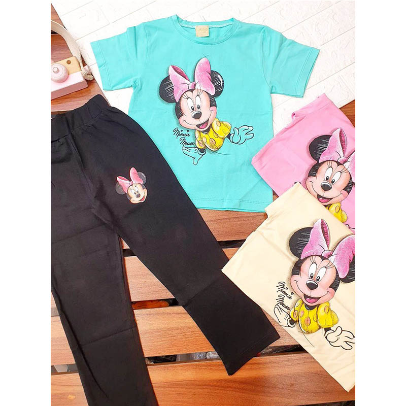 Set of T -shirt Round Collection Girls Cotton Design Mini Mouse in a variety of colors