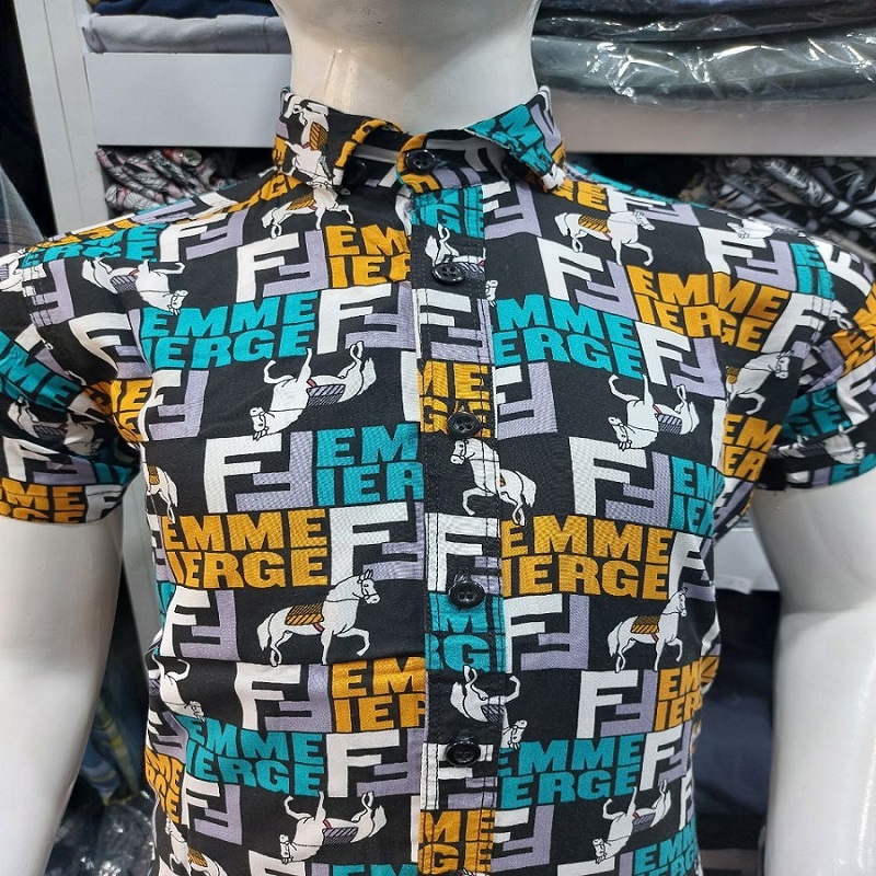 Hawaii shirt enzyme cotton short -sleeved boys