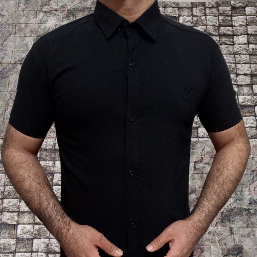 Black Shirt Bengal Cushion High Sleeve Short Sleeve