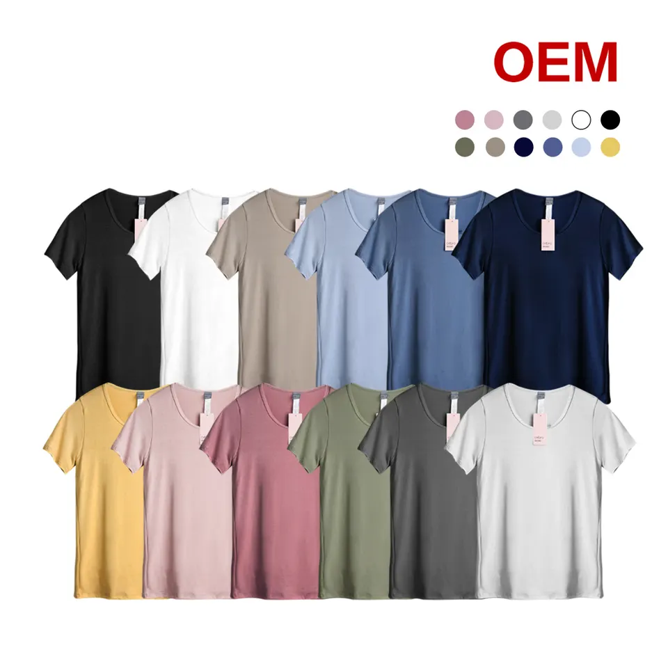 خرید عمده  تی شرت یقه O زنانه چاپ شده با لوگوی ارزان قیمت رنگ بندی موجود در تصویر 