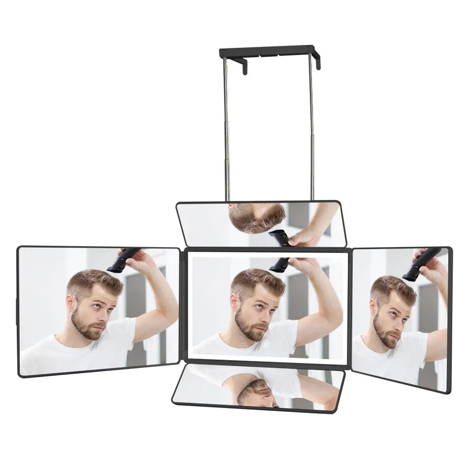 خرید عمده آینه سه طرفه با قابلیت نورپردازی برای اصلاح مو