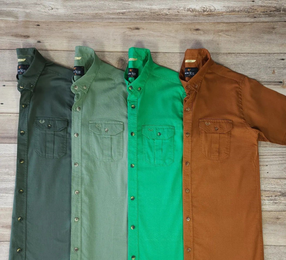خرید عمده  پیراهن کتان دو جیب دارای رنگ بندی سایزM,l,xl,2xl,3xl