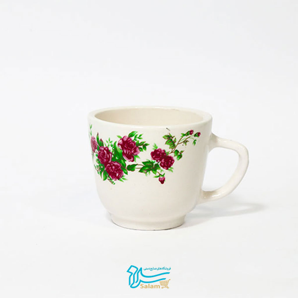 Round cup of ceramic roses of Sarvestan collection
