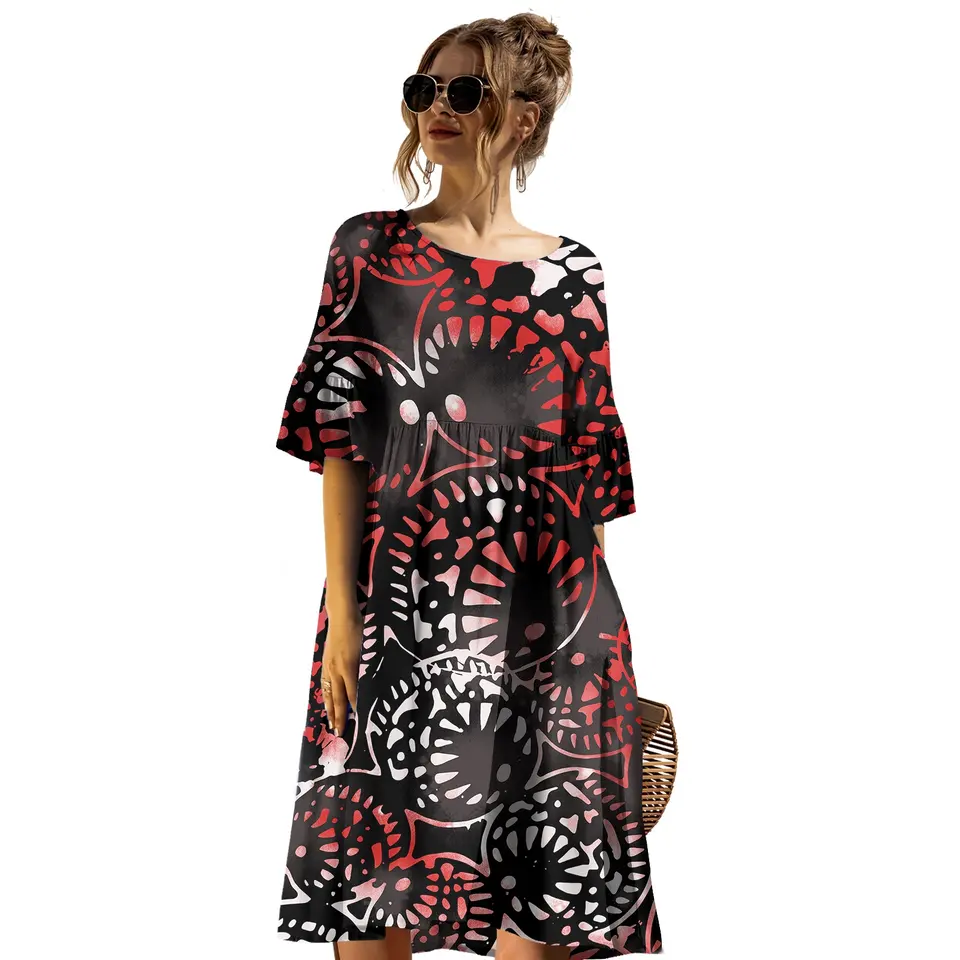  لباس کوتاه زنانه جزیره اقیانوس آرام هاوایی رنگ بندی موجود در تصوبر سابر S_XL
