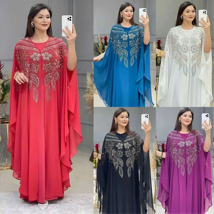 لباس زنانه سایز بزرگ عربی دو تیکه رنگ بندی موجود در تصویر فری سایز