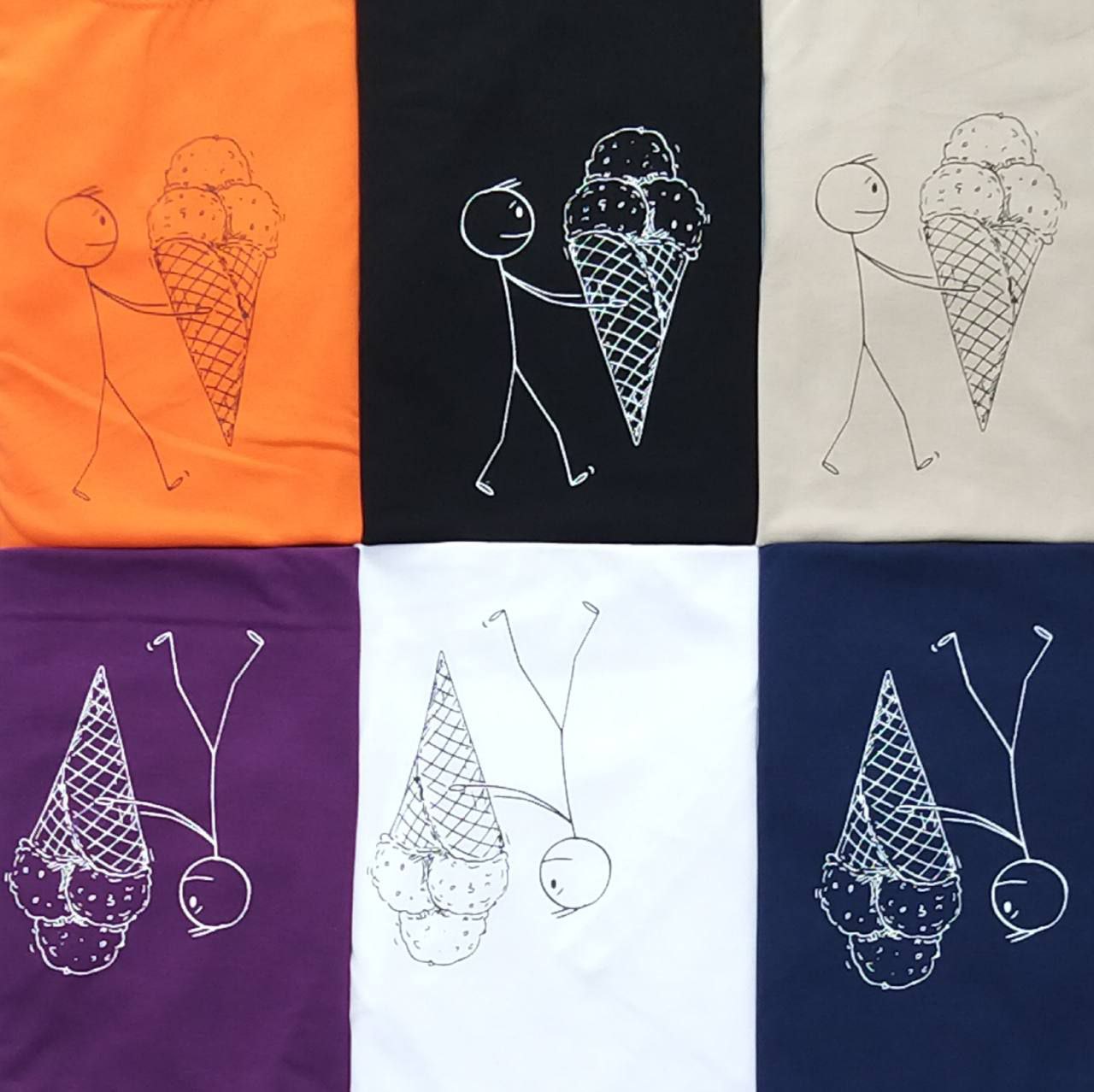 تیشرت بیگ سایز طرح بستنی از جنس پنبه سوپر فری سایز ۳۸ تا ۵۰