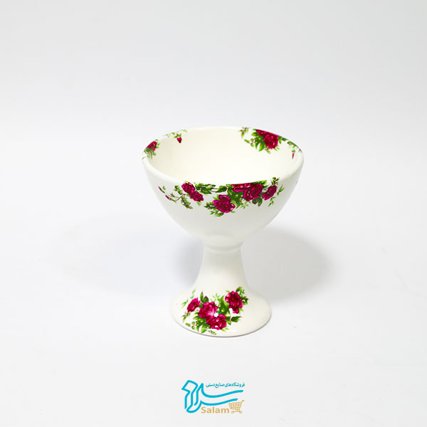 بستنی خوری پایه بلند گل سرخی سرامیکی مجموعه سروستان