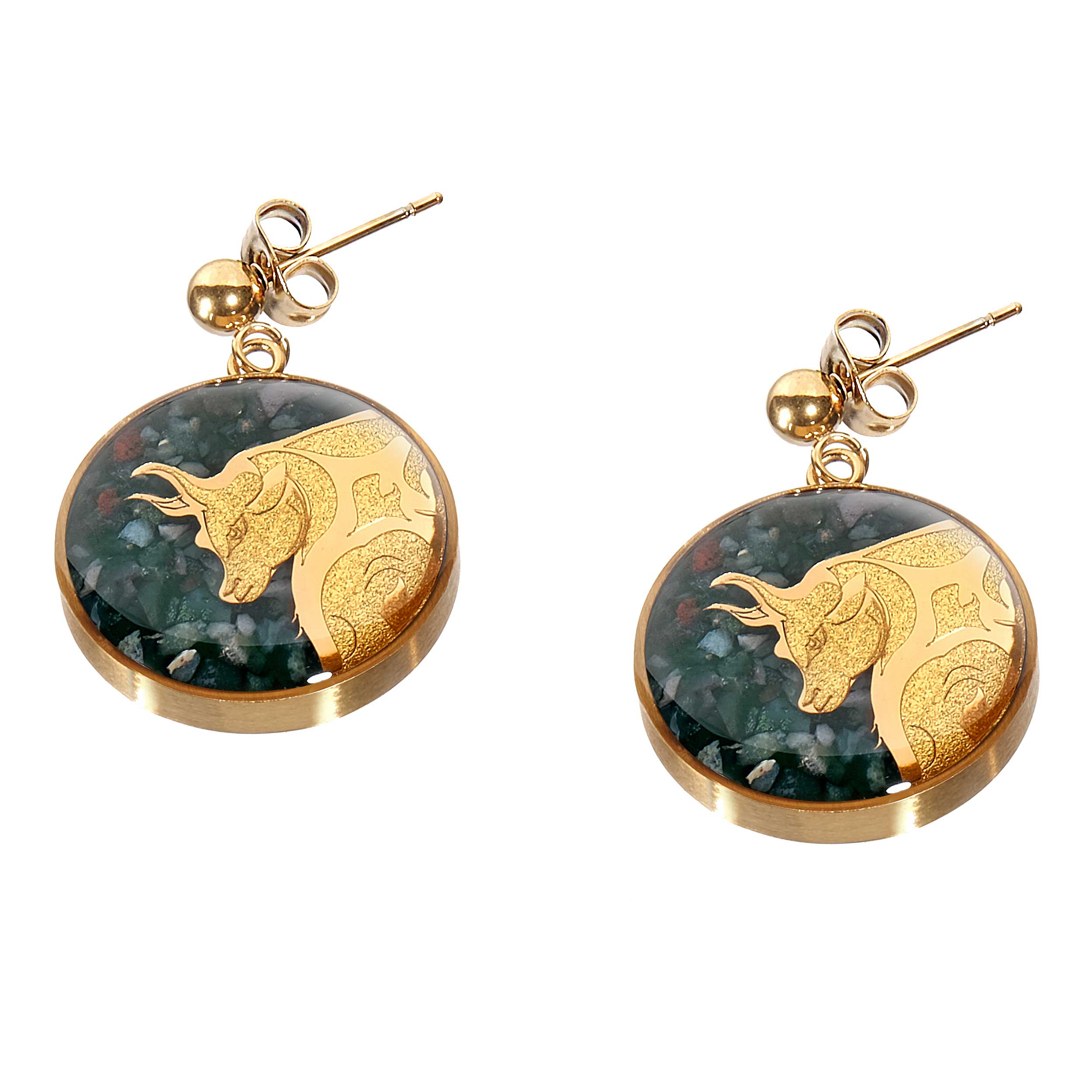24 carat gold leaf earrings with the symbol design of May