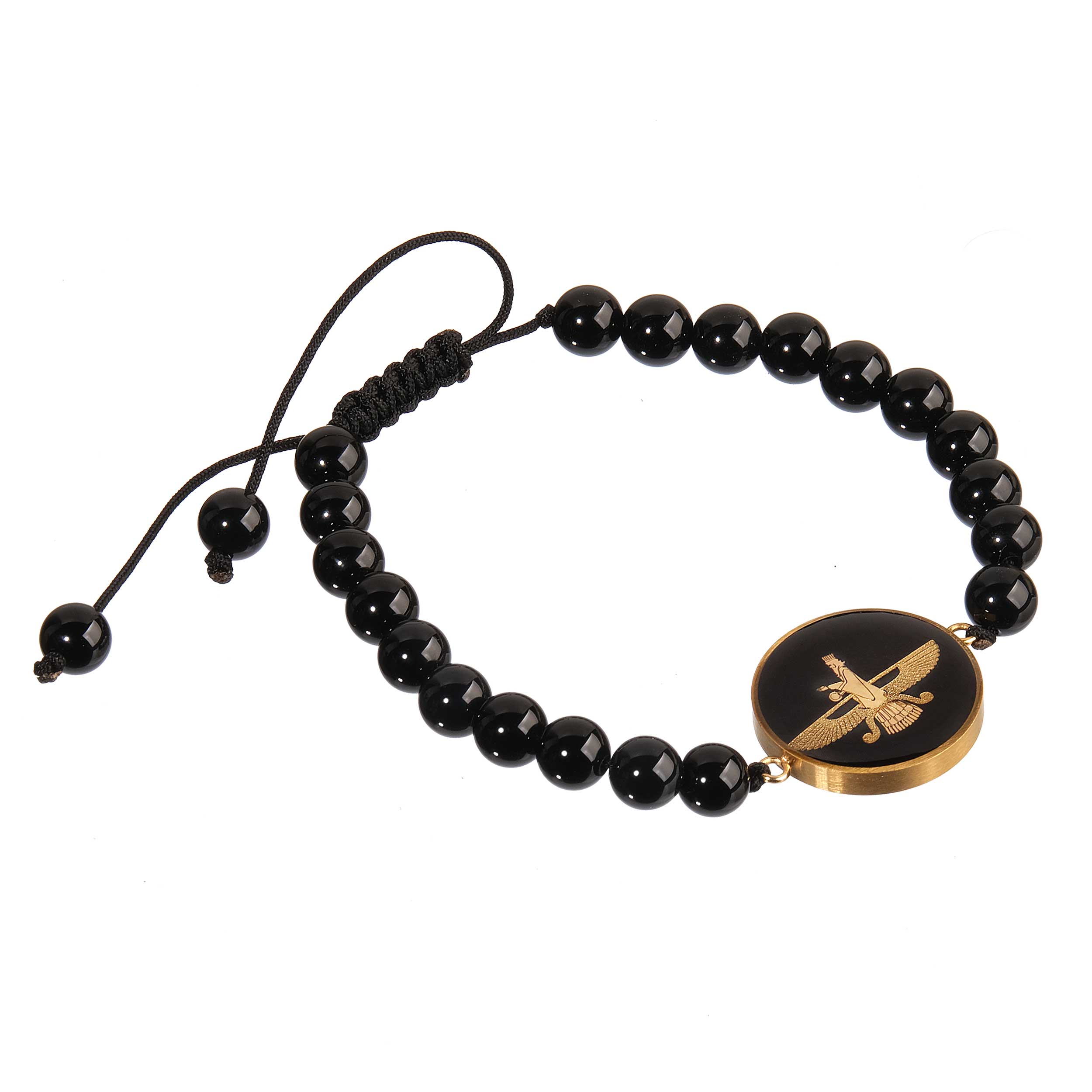 Onyx 24 carat gold leaf bracelet with Forouhar design