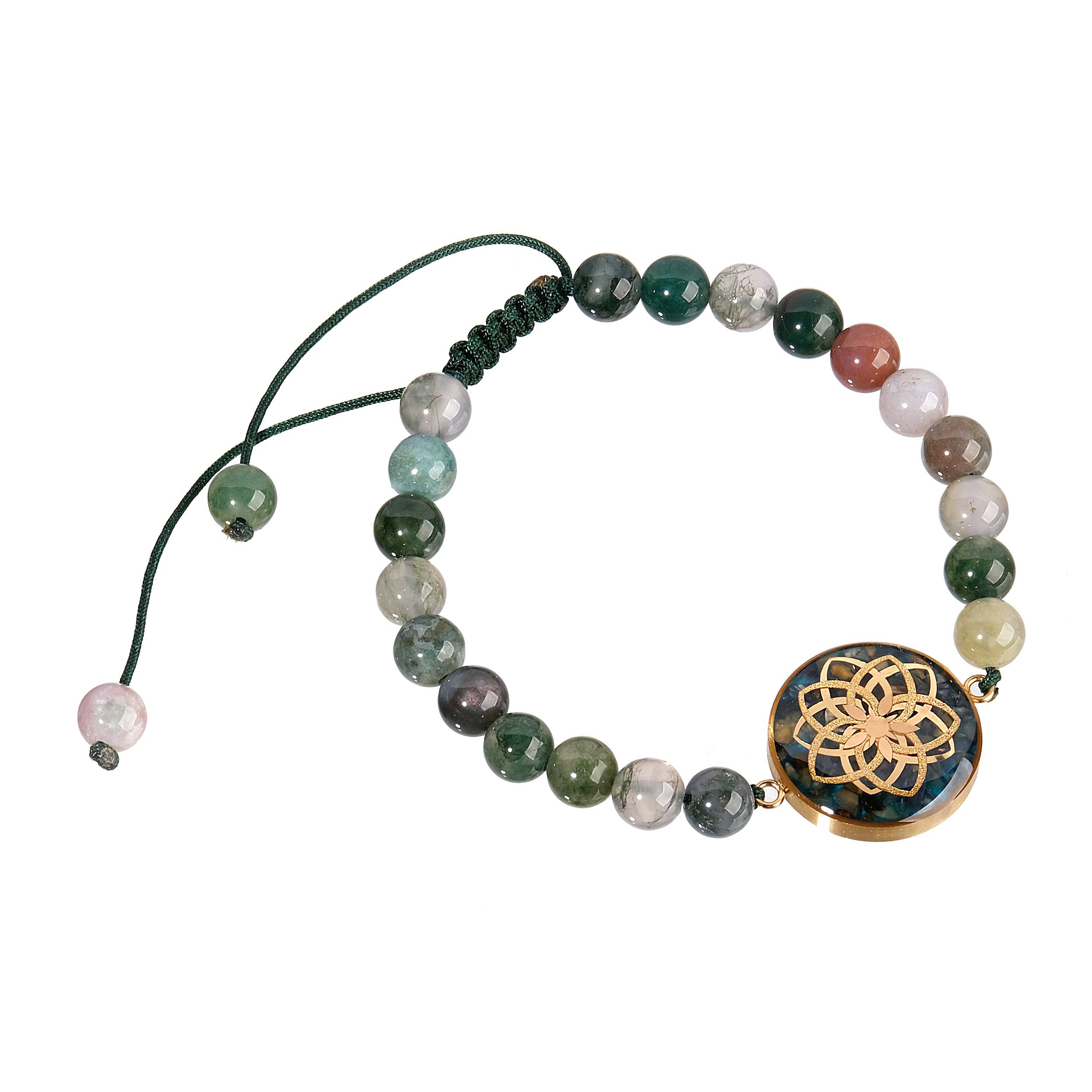 24 carat gold leaf bracelet and green agate design by Dream Catcher