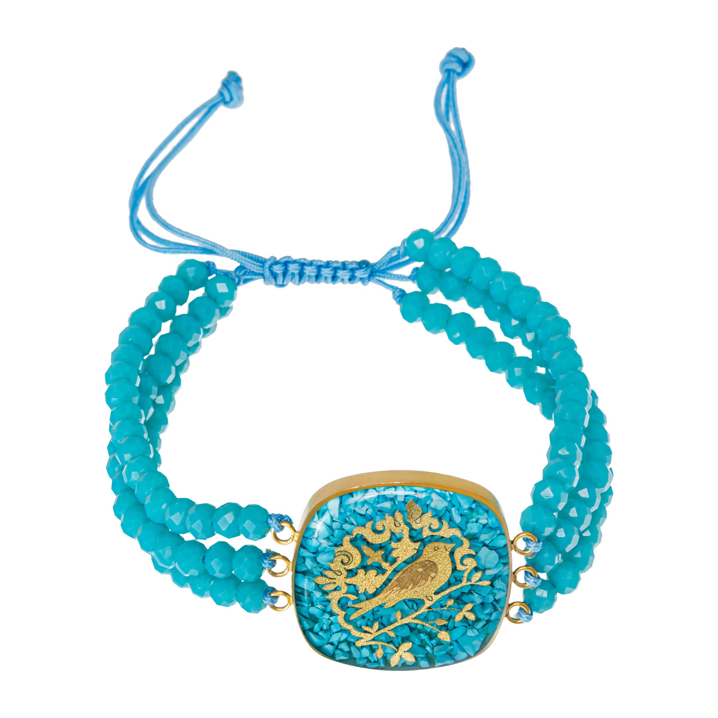 Turquoise bracelet and 24 carat gold leaf Sahar chicken design