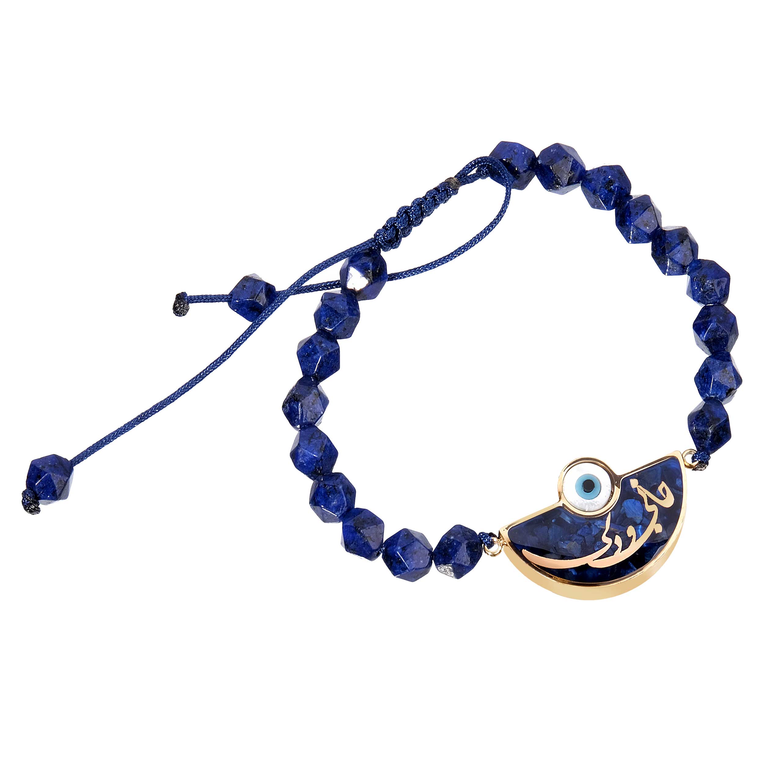 Blue azure stone bracelet and 24 carat gold leaf, Johnny and Deli design