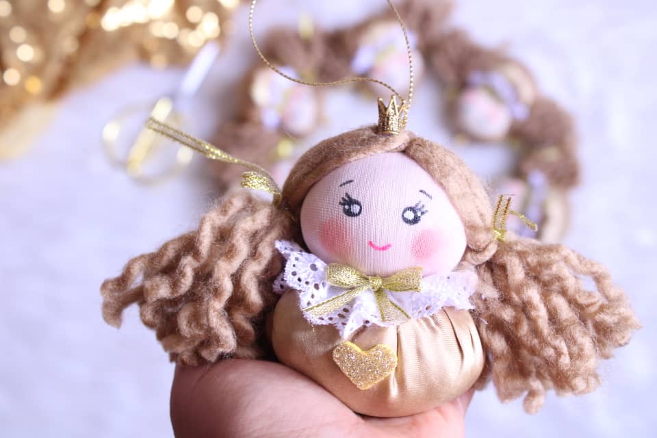 Golden Queen Handmade Doll Pendant