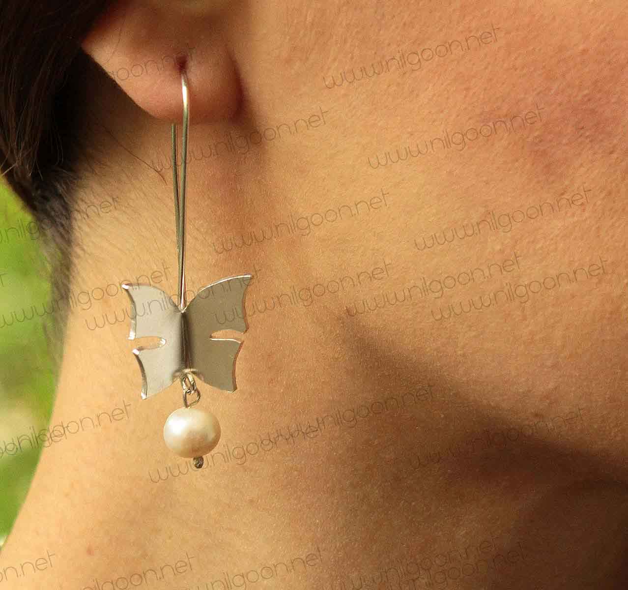 Silver butterfly earrings model