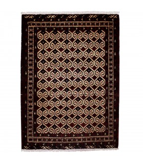 One meter old hand-woven carpet of Turkmen design, model 2