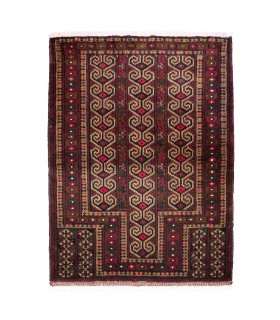 One meter old hand-woven carpet of Turkmen design, model 3