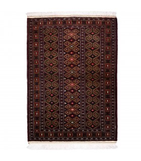 One meter old hand-woven carpet of Turkmen design, model 4