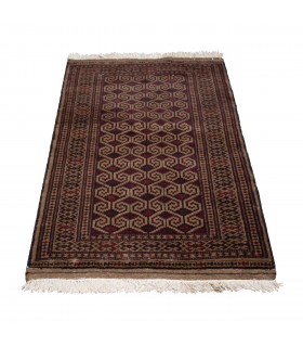 One meter old hand-woven carpet of Turkmen design, model 5