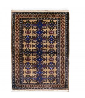 One meter old hand-woven carpet of Turkmen design, model 6