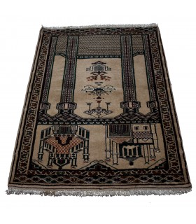 Old hand-woven carpet of Turkmen design, model 7