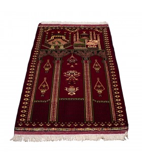 One-meter old Turkmen hand-woven carpet, model 9