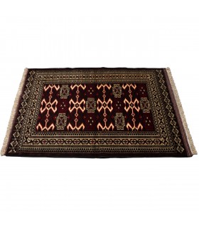 One meter old hand-woven carpet of Turkmen design, model 10