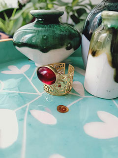 wholesale Brass ring and red agate