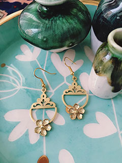 wholesale Flower design brass earrings