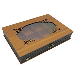 خرید عمده جعبه آجیل و خشکبار جعبه پذیرایی جعبه چوبی مدل چرم کد LB045