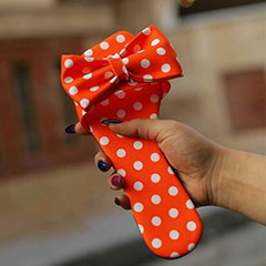 wholesale Orange bow tie slippers with white spotted design