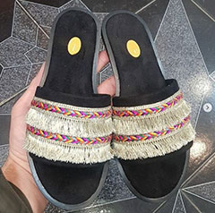 wholesale Black women's slippers with colored designs