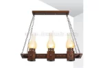 آویز چوبی خطی روستیک 3 شعله - Image 3