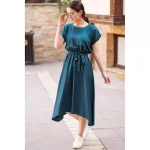 لباس زنانه آستین کوتاه تابستانی  راحتی کمربند کش دار در 6 رنگ  Armonika 2022 - Image 3