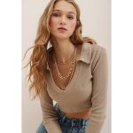 بلوز یقه چوگان مدل جدید زنانه S-M-L-XL محصول ترکیه - Image 3