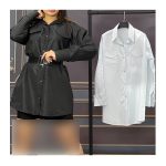 شومیز استین چین دار از جنس پارچه داکرون در دو رنگ سفید و مشکی مناسب سایز تا 48 - Image 2