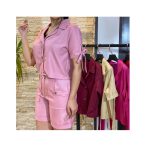 شومیز و شلوارک از جنس داکرون فری سایز در 6 رنگ - Image 2