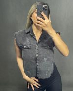 وست دکمه دار از جنس جین  Free size مناسب برای سایز 36-44 - Image 3