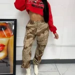 پرفروش ترین شلوار casual زنانه طرح استتار با قد بلند و کیفیت بالا - Image 2