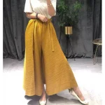 شلوار زنانه راسته چین دار Miyake کمر گشاد و نازک - Image 3