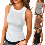 تی شرت گاه به گاه زنانه  با جلیقه زنانه گرد با آستین کوتاه رنگ بندی موجود در تصویر - Image 3