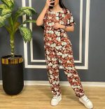 ست تیشرت و شلوار از جنس نخ دارای بیش از 100 طرح فری سایز تا سایز 44 - Image 3