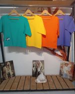 کراپ جیبدار از جنس پنبه طرح زنبور دارای رنگ بندی فری سایز - Image 2